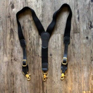 black y-back snap suspenders-brass