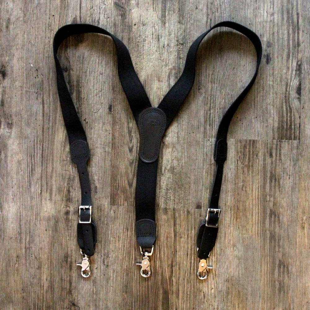 y-back black clip suspenders-nickle