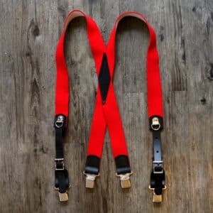 x-back red clip suspenders