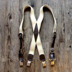 x-back clip suspenders tan